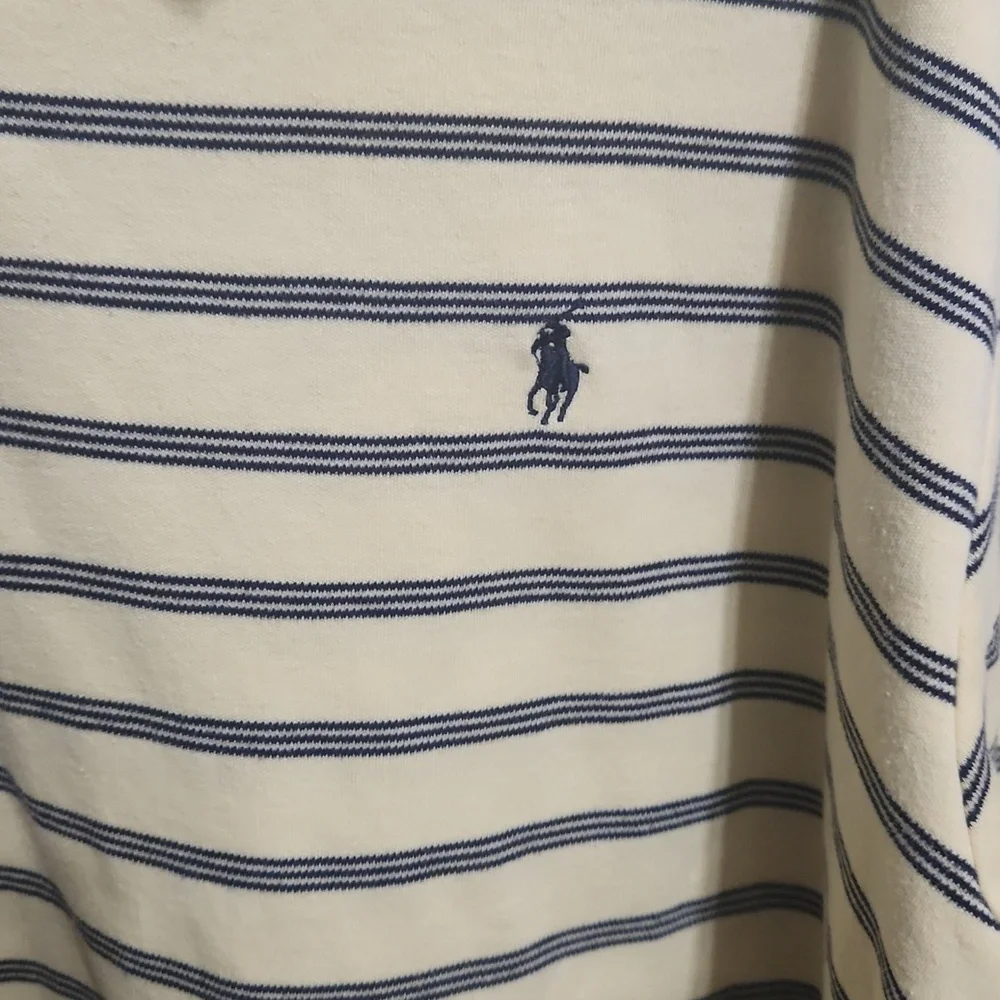 Ralph Lauren Men's Yellow and Navy Striped Polo Shirt Size XXL